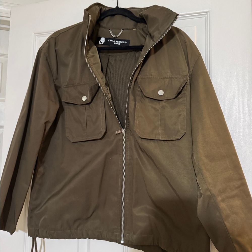 Karl Lagerfeld Men's Olive Military Jacket